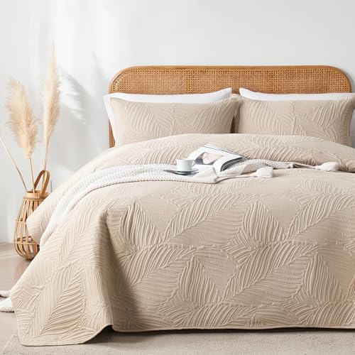 OARAGE King Quilt Bedding Set Lightweight Soft Beige Bedspread