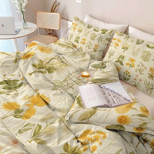 Duvet Cover Queen Size Plant Pattern Reversible Bedding Set, Super