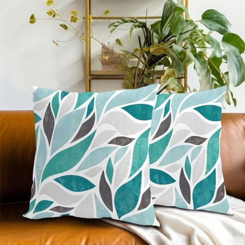 Teal Boho Pillow Covers 20x20 Inch Farmhouse Floral Throw Pillow
