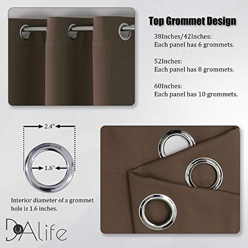 DUALIFE Brown Curtains 72 Inch Length 2 Panels Coffee Color Curtains