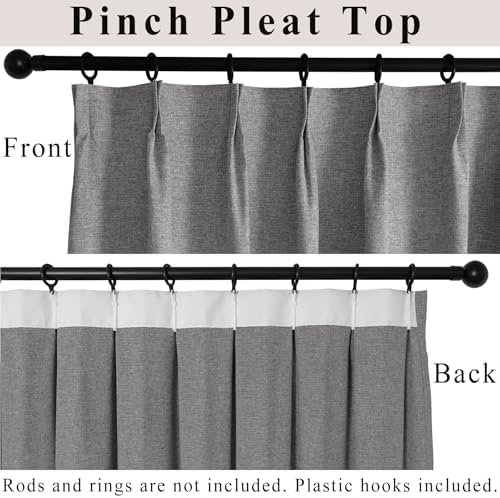 Frelement 52" W x 108" L Total Light Blocking Linen Pinch Pleated