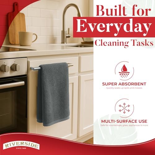 RIVERSIDE 12 Pack Kitchen Bar Mop Towels, 16x19 Inches, 100% Cotton