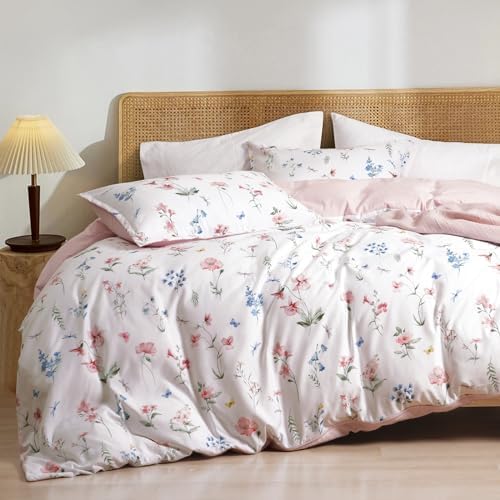 PHF Ultra Soft Floral Duvet Cover King Size, Printed Garden Bedding