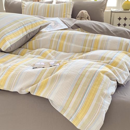 100% Cotton Bedding Duvet Cover Set Simple Stripes Bedding Comforter