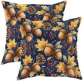 Acorns Throw Pillow Covers Set of 2, Rustic Natural Pinecones Leaves