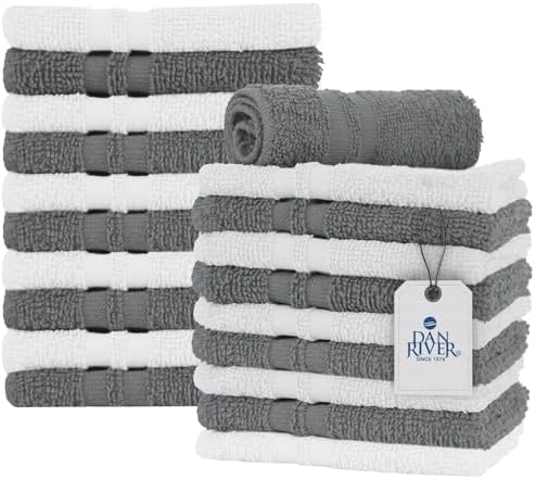 DAN RIVER 100% Cotton Washcloths 20 Pack Premium Quality Face and Body