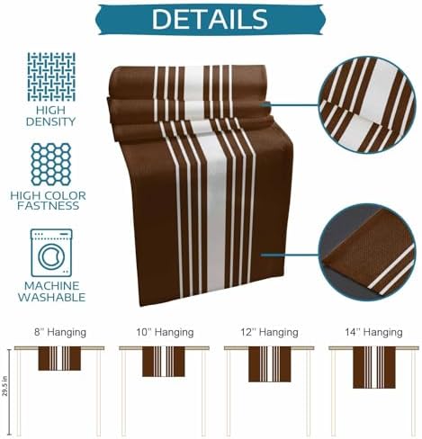Brown Striped Table Mats Set of 6 With Table Runner 90 Inches