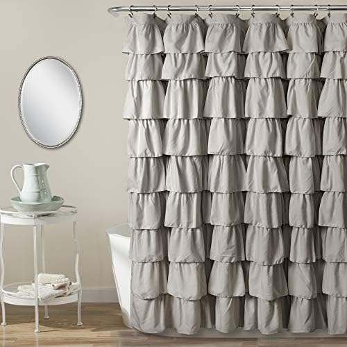 Lush Decor Ruffle Shower Curtain | Floral Textured Vintage Chic