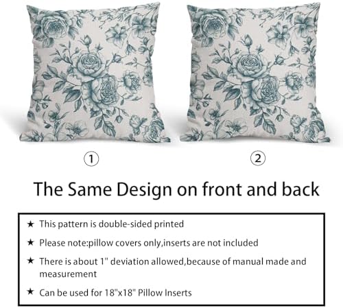 Teal and White Floral Throw Pillow Covers Turquoise Blue Cushion Case