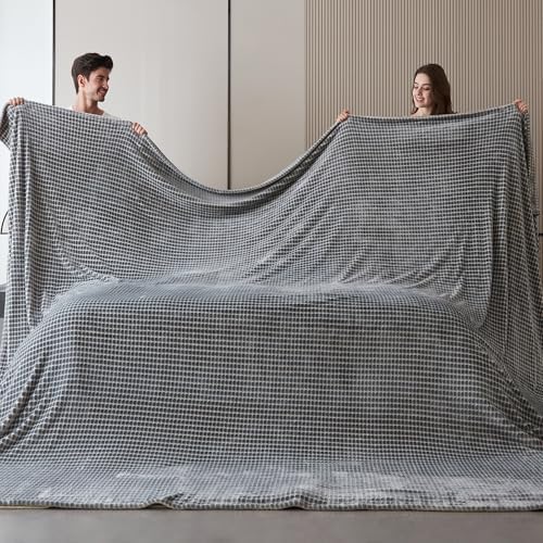 Oversized King Fleece Blanket 120x120 Inches, Seamless Soft Cozy 3D