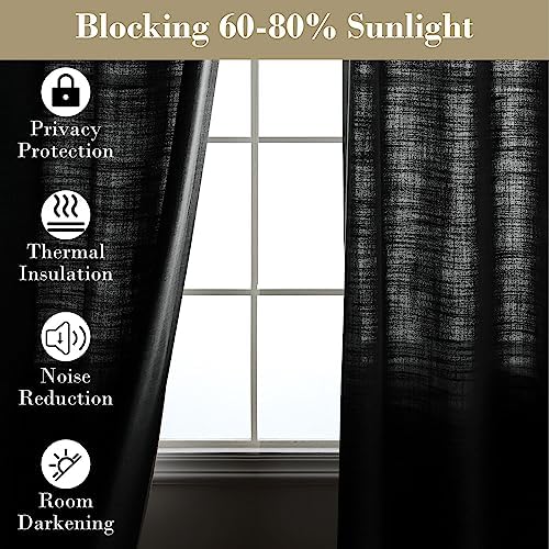 cololeaf Linen Curtains 84 inches Long Pinch Pleated Curtains Neutral