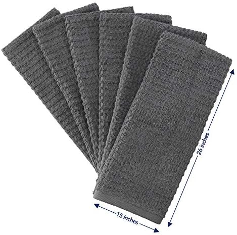 CRAFTSWORTH Cotton Kitchen Towels15 x 26" Charcoal Kitchen Hand Towels