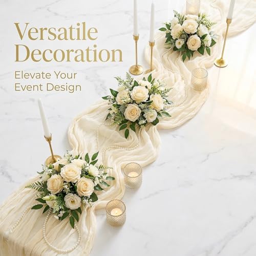10 Pack Ivory 17 x 108 Inch Cheesecloth Table Runner - Boho Gauze