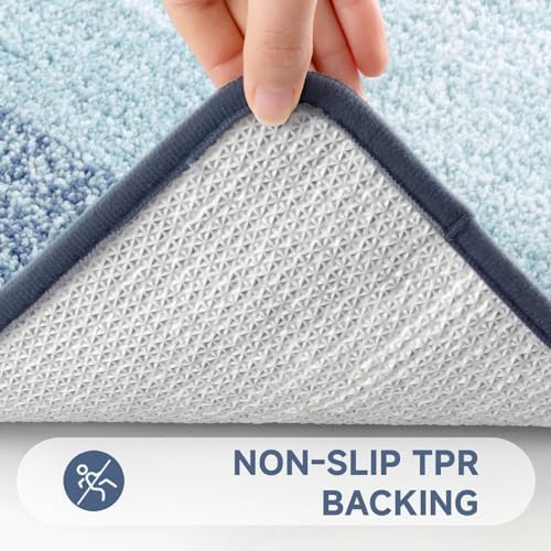 Pauwer 3 Piece Bathroom Rug Set, Microfiber Non Slip Bath Mats, Dusty