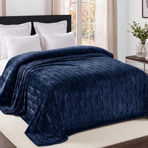 Whale Flotilla Soft Flannel Fleece Blanket Queen Size for Bed, Navy