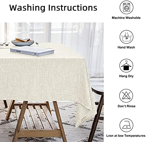 Waterproof Cotton Linen Tablecloths Round Dining Table Cloth, Wipe