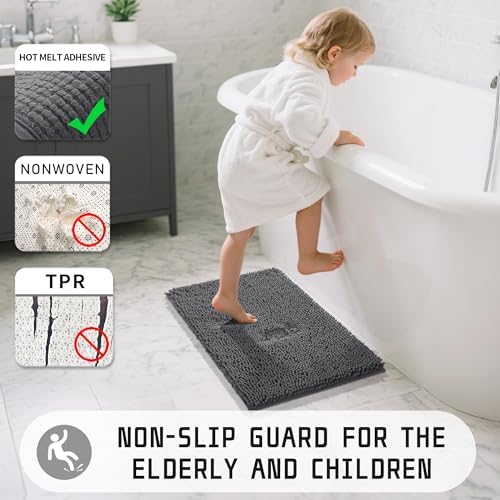 Yimobra Washable Bathroom Rugs, Super Soft & Absorbent Chenille Bath