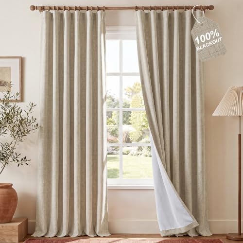 NICETOWN DIY Pinch Pleat 100% Blackout 108 inch Curtains with Hook