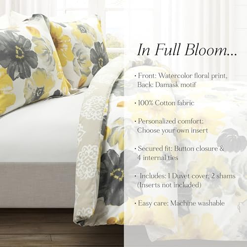 Lush Decor Leah Reversible 100% Cotton Duvet Cover Set, 3 Piece Set