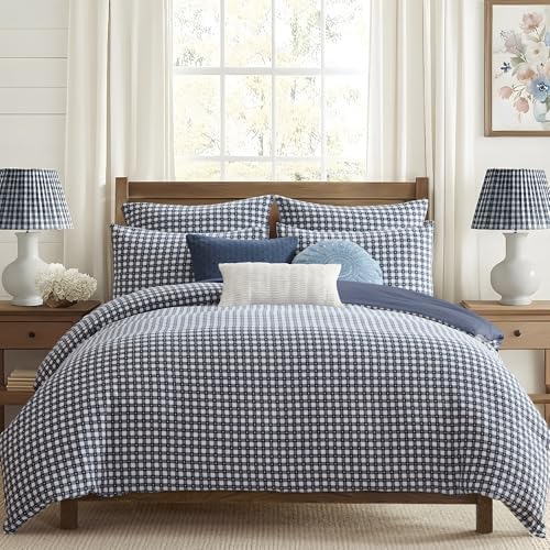 Levtex Home - Camden Gingham Stitch Navy Duvet Cover Set - Twin Duvet