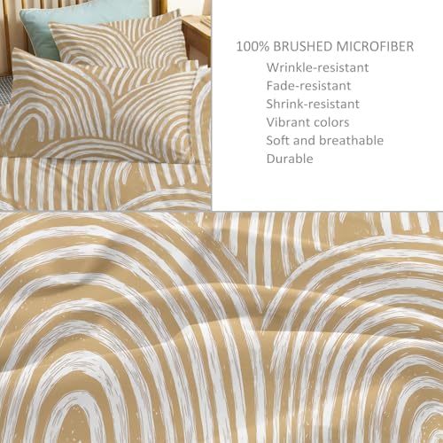 Minimalist Hand Drawn Line Bohemian Style Duvet Cover Reversible Beige