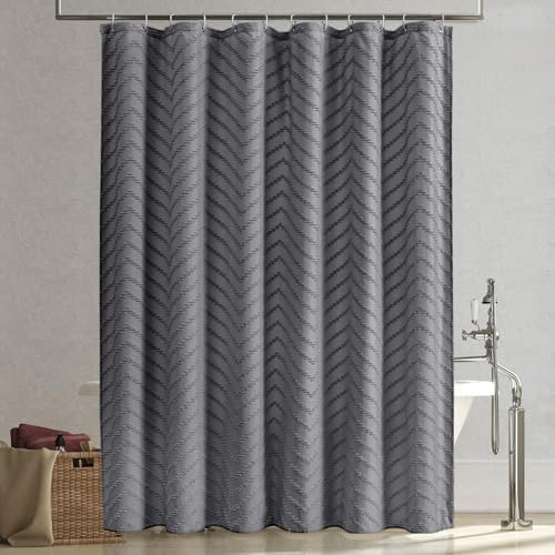Grey Boho Fabric Shower Curtain 72 x 72 Inches