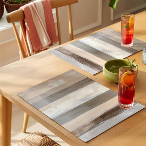 Placemats Set of 8, Brown Grey Woven Placemat, Linen Place Mats for