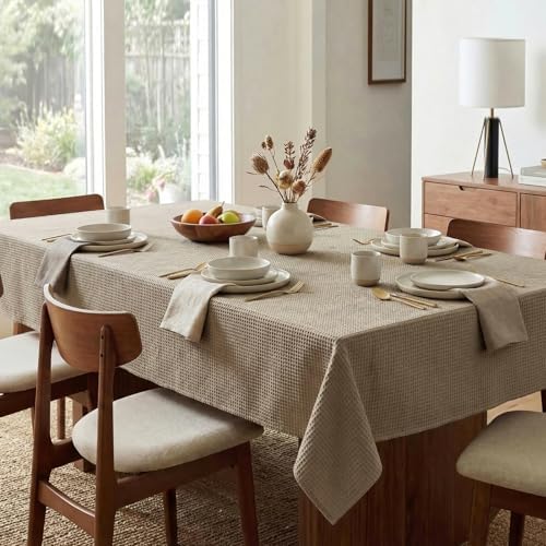 H.VERSAILTEX Rectangle Tablecloth Waffle Textured Waterproof Table