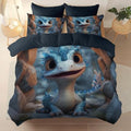 Duvet Cover Set King, 3pc Reversible Cute Fairy Tale Animals Dragons