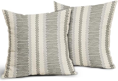 Olive Green Pillow Covers 22x22 Set of 2 Gray Grey Dot Striped