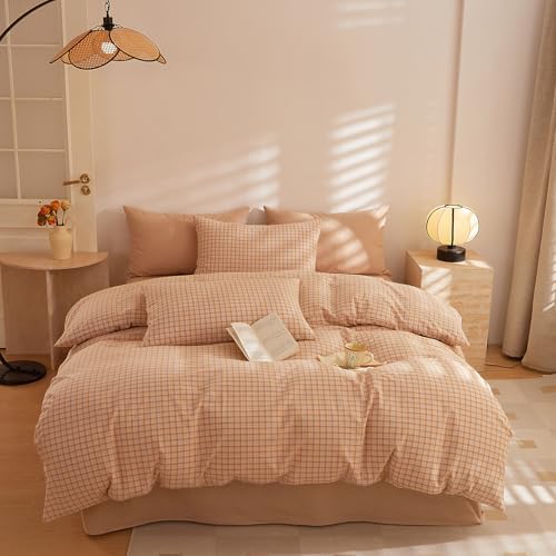 VClife Washed Cotton Linen Like Duvet Cover Set, Twin XL Comforter