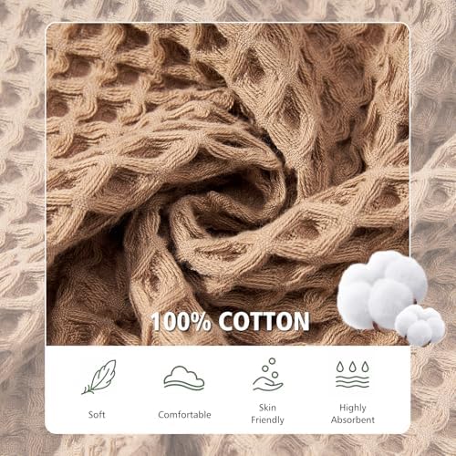HEAVYWOOD Waffle Hand Towels 2pc 100% Cotton Reversible, Soft &