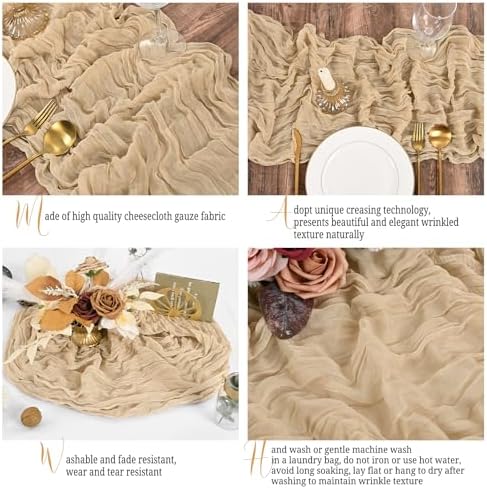 15 Pack Beige Table Runner 17 x 108inch Cheesecloth Table Runner Boho