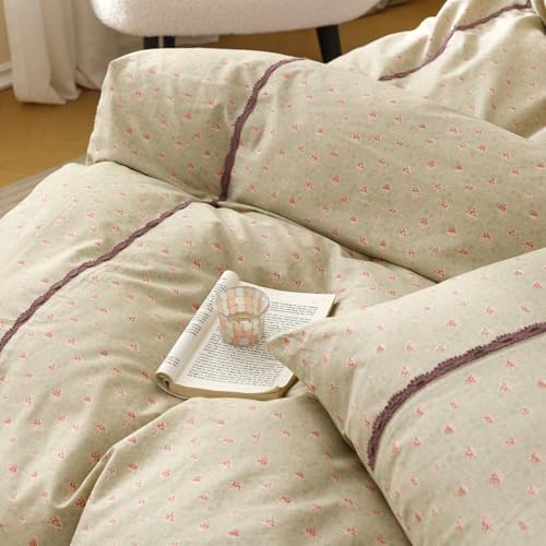 Mushroom Duvet Cover Set Queen Washed Cotton Boho Queen Comforter