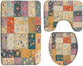 4 Pieces Bath Rugs Boho Floral Patchwork Vintage Country Multicolor