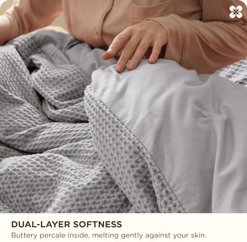 Bedsure PureWoven 3 Pieces 100% Cotton Waffle Duvet Cover Set, Queen