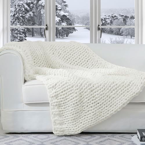 Cheer Collection Chunky Knit Blanket - Throw Blankets for Bed & Couch