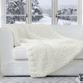 Cheer Collection Chunky Knit Blanket - Throw Blankets for Bed & Couch