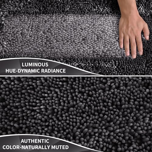 Yimobra Bathroom Rug Set 2 Piece, Luxury Shaggy Bath Mat Set with Non