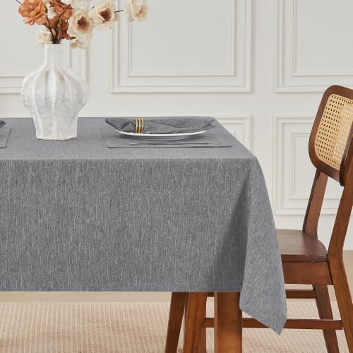 Gray 70x70 Square Polyester Linen Farmhouse Tablecloth