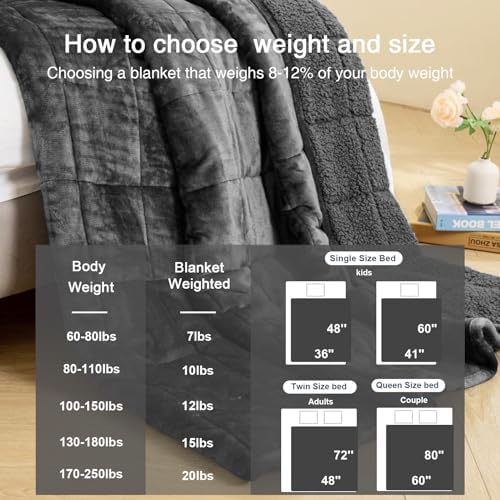 Aemicion Weighted Blankets Queen Size 20lbs for Adults,Soft Sherpa
