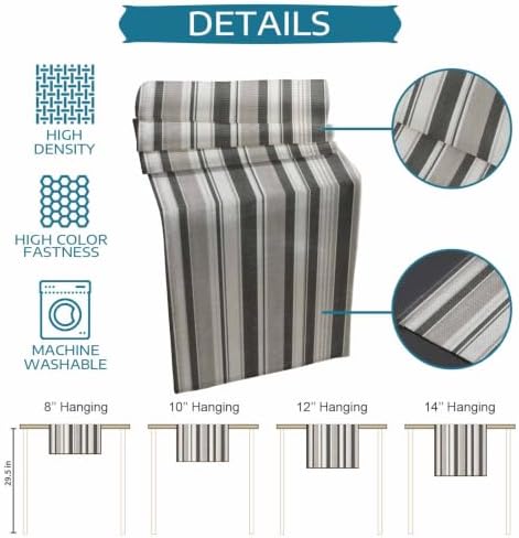 Beige Taupe Striped Table Runners 90 Inches Long, Minimalist Vertical