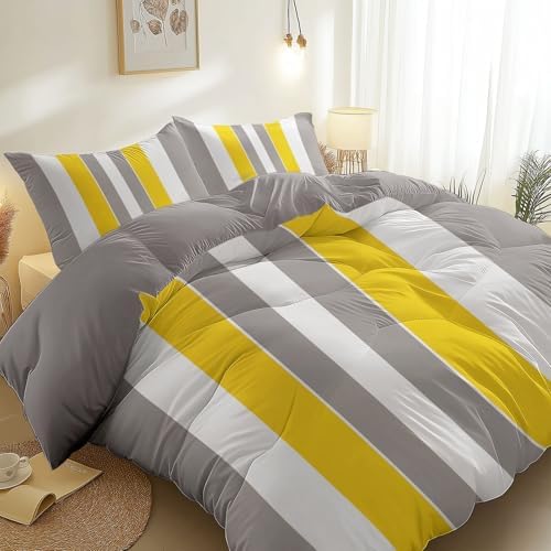 Printed Duvet Cover Set Queen Size - Grey 3 Pieces