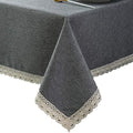 EHouseHome Faux Linen Tablecloth with Lace Trim - Waterproof/Spill