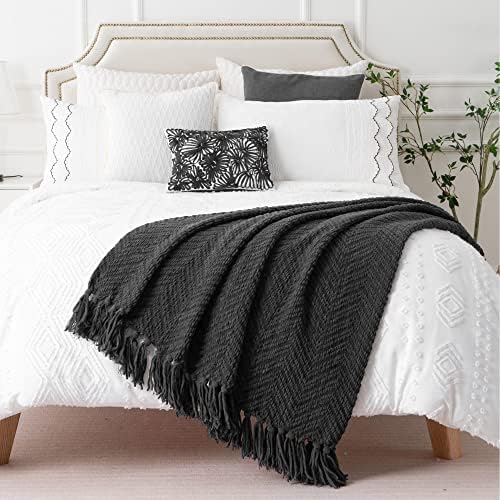BATTILO HOME Dark Grey Throw Blanket for Couch, 50"x60"