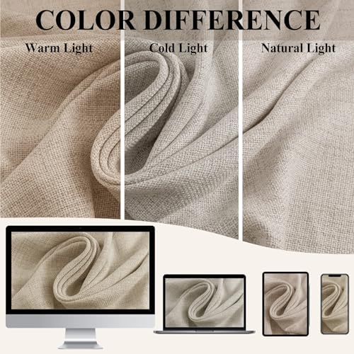 Fcosie Extra Long Linen Blend Curtains for High Ceiling, Light