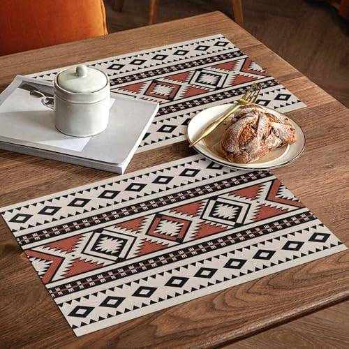 Placemats Set of 8, Beige Boho Woven Placemat, Linen Place Mats for