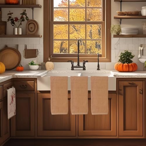 Beige Clay Peach Blush Tan Pink Kitchen Hand Dish Towels: Oversized
