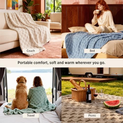 Bedsure Checkered Soft Cozy Throw Blanket for Couch, Dark Grey,50"×60"