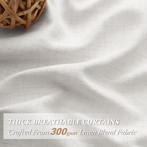 Extra Long Linen Curtains 120 Length, Modern Semi Sheer Light